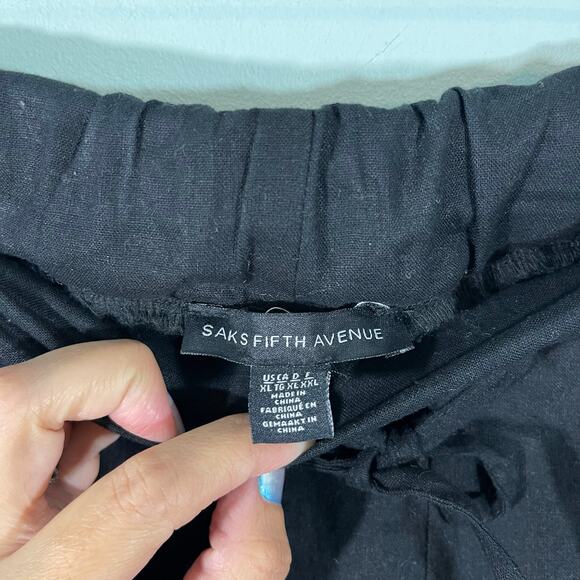 Saks Fifth Avenue Women's Black Linen Blend Cargo Jogger Size XL - Picture 4 of 7